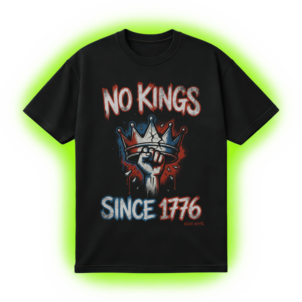 No Kings Since 1776 Crushed Crown T-Shirt