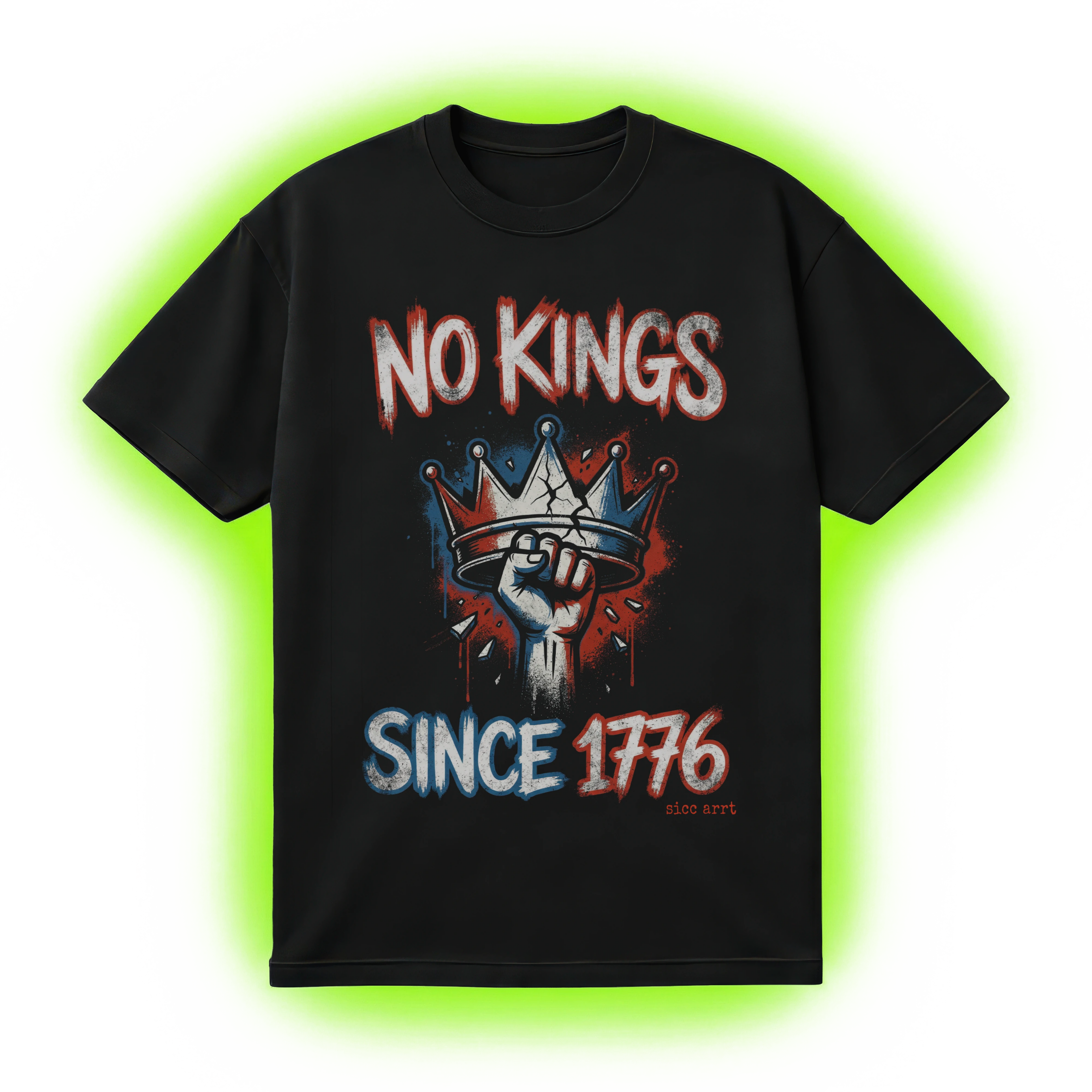 No Kings Since 1776 Crushed Crown T-Shirt