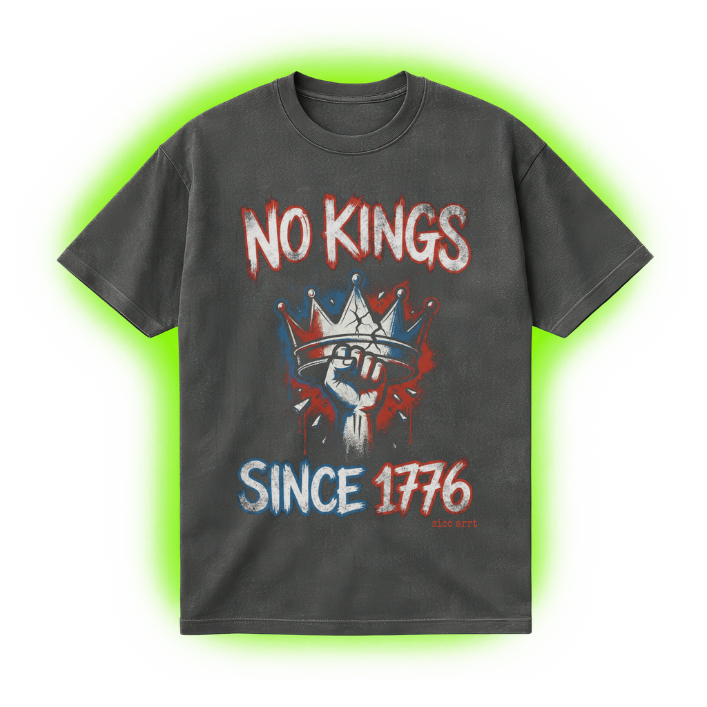 No Kings Since 1776 Crushed Crown T-Shirt