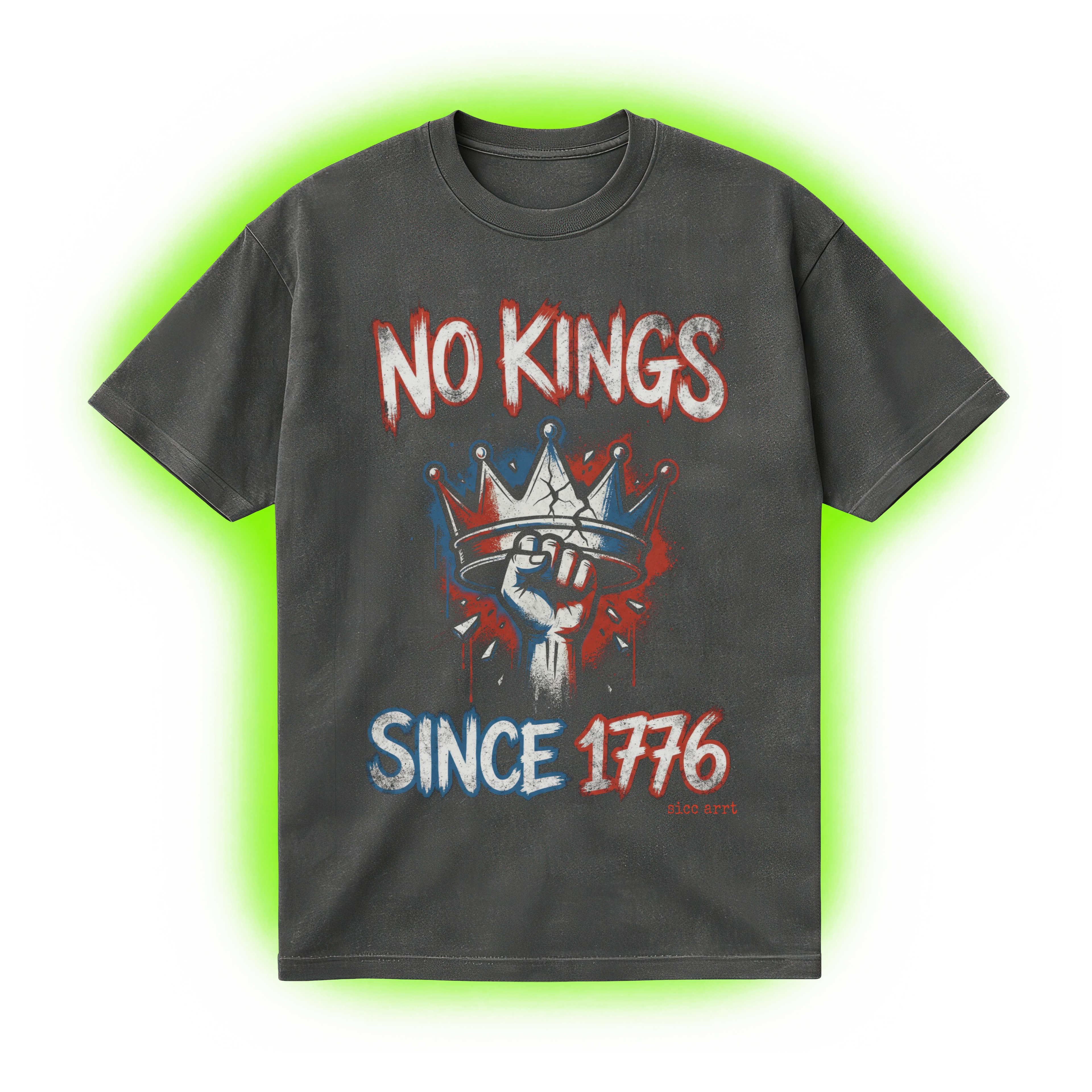 No Kings Since 1776 Crushed Crown T-Shirt
